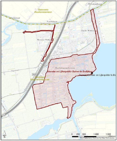 Kaart Veender- en Lijkerpolder Buiten de Bedijking te Roelofarendsveen