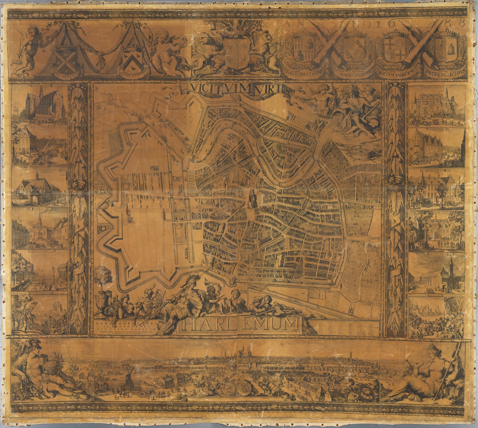 Harlemum [Stadsplattegrond van Haarlem], Romeyn de Hooghe, 1688