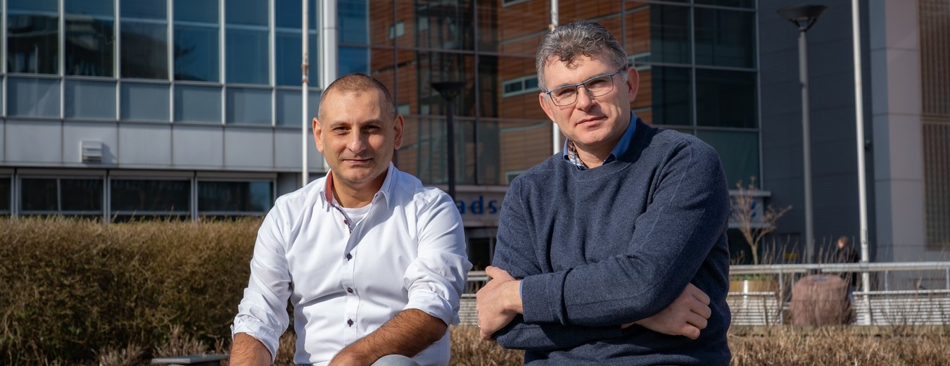 Duraid en Marcel voor de lens