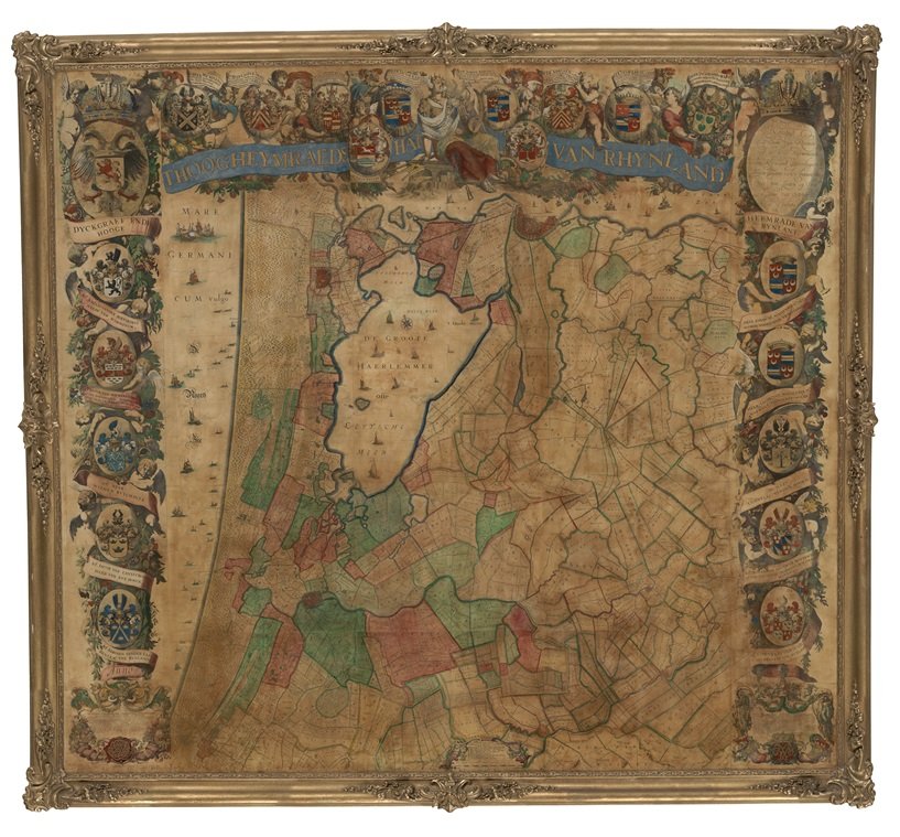 Afbeelding 1: Rijnlandse overzichtskaart bijgewerkt door Johannes Douw jr. in 1687 (A-0010).