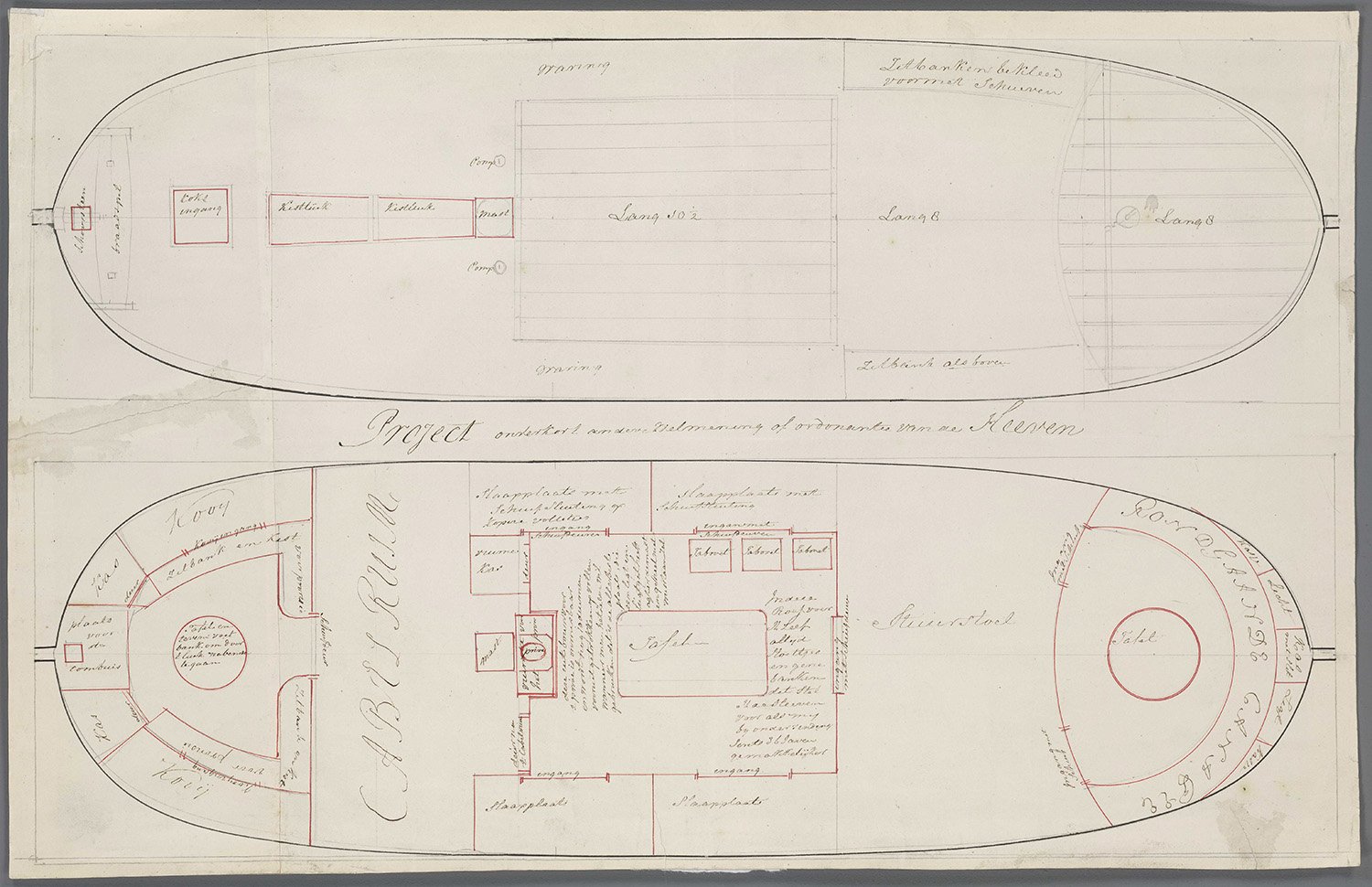 Project onverkort andere welmening of ordonantie van de heeren of plattegrond van een meerboeier. Kaart A-3318