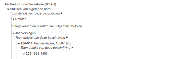 screenshot van een zoekvraag in de archieven